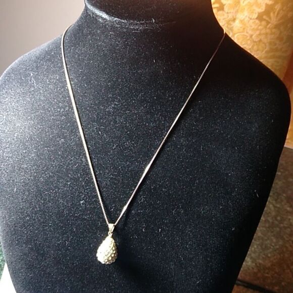 Vintage Sterling Silver and Rhinestone Tear Drop Pendant w/925 Chain - Picture 1 of 9